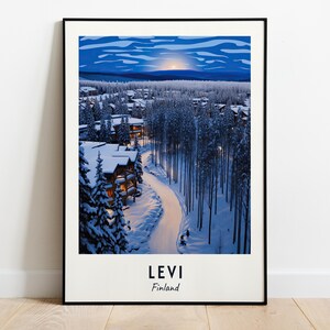 Art mural imprimé voyage Levi, Levi - impression ville de Finlande, cadeau de voyage Levi, affiche de la ville de Levi, téléchargement numérique, cadeau de voyage, décoration d'intérieur Levi