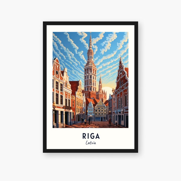 Riga Travel Print, Riga - Latvia Travel Gift, Printable City Poster, Digital Download, Wedding Gift, Birthday Present