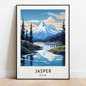 Jasper Travel Poster Canada Print Wall Art City Print Cityscape Artwork Travel Wall Decor Digital Download Travel Gift