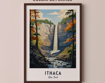 Ithaca Reise Poster New York Druck Wand Kunst Großstadt Druck Stadtbild Kunstwerk Reise Wand Dekor Digital Download Reisegeschenk