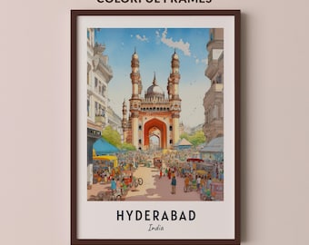 Hyderabad Travel Poster Indien Print Wall Art City Print Stadtbild Kunstwerk Reise Wand Dekor Digital Download Reisegeschenk