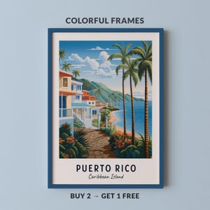 Puerto Rico Reise Poster Karibik Insel Wand Kunst Karibik Drucke Stadtansicht Kunstwerk Reise Wand Dekor Digital Download