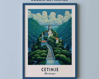 Cetinje Travel Poster Cetinje Monastery Wall Art Montenegro Print Cityscape Artwork Travel Wall Decor Digital Download Travel Gift