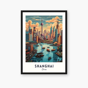 Shanghai Travel Print, Shanghai - China Travel Gift, Printable City Poster, Digital Download, Wedding Gift, Birthday Present
