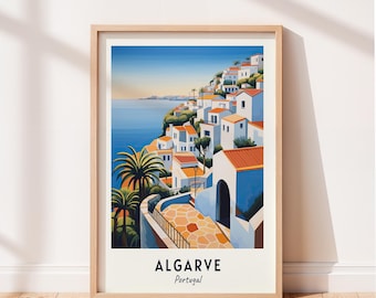 Algarve Travel Poster Algarve Portugal Wall Art Portugal Print Cityscape Artwork Travel Wall Decor Digital Download Travel Gift
