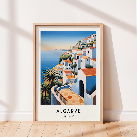 Algarve Travel Poster Algarve Portugal Wall Art Portugal Print Cityscape Artwork Travel Wall Decor Digital Download Travel Gift