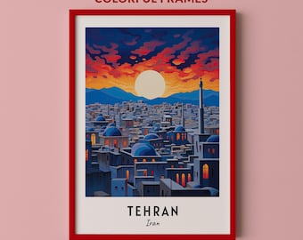 Tehran Travel Poster Iran Print Wall Art City Print Cityscape Artwork Travel Wall Decor Digital Download Travel Gift