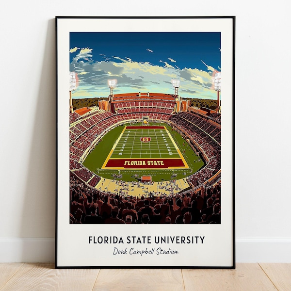 Florida State University Stadium Print College Dorm Print Doak Campbell Stadium Print College Football Print Gift Dorm Decor
