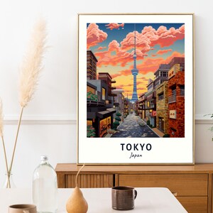 Tokyo reseaffisch Japan tryck väggkonst stadstryck stadslandskap konstverk reseväggdekor digital nedladdning resegåva bild 5