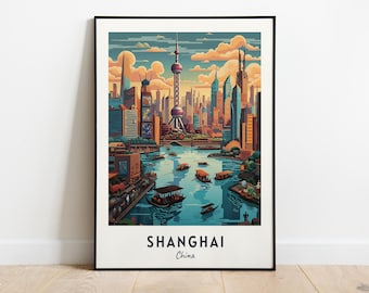 Shanghai Travel Print Wall Art, Shanghai - China City Print, Shanghai Travel Gift, Shanghai City Poster, Digital Download, Travel Gift