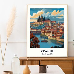 Prague Travel Poster Prague Castle Wall Art Czech Republic Print Cityscape Artwork Travel Wall Decor Digital Download Travel Gift image 6