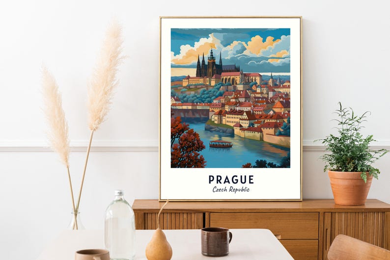 Prague Travel Poster Prague Castle Wall Art Czech Republic Print Cityscape Artwork Travel Wall Decor Digital Download Travel Gift image 6