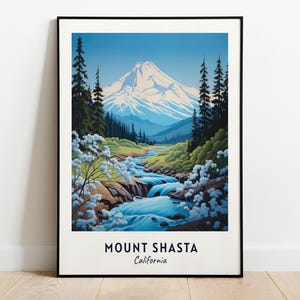 Mount Shasta Travel Print Wall Art, Mount Shasta - California City Print, Mount Shasta Travel Gift, Mount Shasta City Poster, Travel Gift