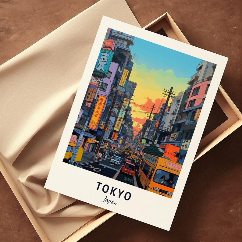 Tokyo Travel Poster Japan Print Wall Art City Print Cityscape Artwork Travel Wall Decor Digital Download Travel Gift image 2