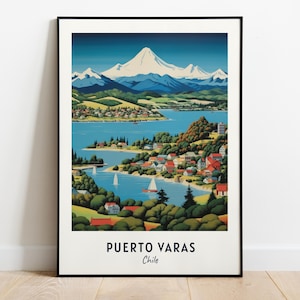 Puerto Varas Travel Poster Lake District Wall Art Chile Print Cityscape Artwork Travel Wall Decor Digital Download Travel Gift