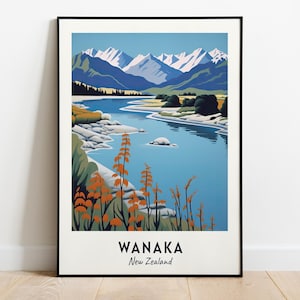 Lake Wanaka Travel Print Wall Art, Wanaka - New Zealand City Print, Lake Wanaka Travel Gift, Lake Wanaka Poster, Digital Download, Wall Art