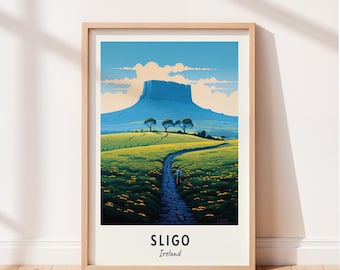 Sligo Travel Poster Benbulben Mountain Wall Art Ireland Print Cityscape Artwork Travel Wall Decor Digital Download Travel Gift
