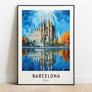 Barcelona Travel Print Wall Art, Barcelona - Spain City Print, Barcelona Travel Gift, Barcelona City Poster, Digital Download, Travel Gift