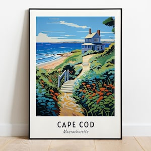 Art mural imprimé voyage Cape Cod, Cape Cod - impression de la ville du Massachusetts, cadeau de voyage Cape Cod, affiche de la ville de Cape Cod, téléchargement numérique, art mural