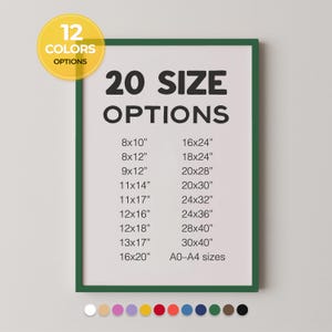 Green Poster Frame, Picture Frame, 12 Colors & 20 Sizes, Minimal Frame, Gallery Wall Frame, Custom Frame, 8x10 11x14 16x20 20x30 24x36