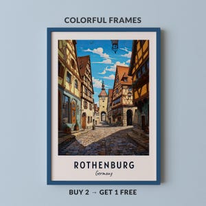 Rothenburg Travel Poster Duitsland Print Wall Art City Print Cityscape Artwork Travel Wall Decor Digitale Download Reiscadeau