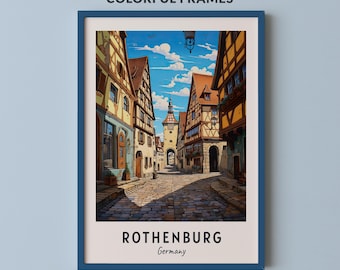 Rothenburg Travel Poster Germany Print Wall Art City Print Cityscape Artwork Travel Wall Decor Digital Download Travel Gift
