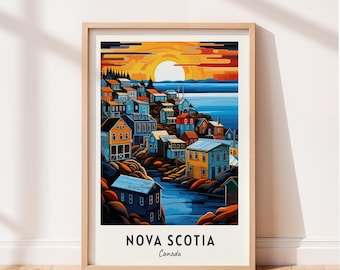 Nova Scotia Travel Poster Nova Scotia Canada Wall Art Canada Print Cityscape Artwork Travel Wall Decor Digital Download Travel Gift