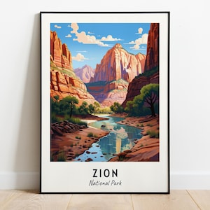 Zion, Nationalpark Reisedruck Wandkunst, Zion - Nationalpark Stadt Druck, Zion, Nationalpark Reisegeschenk, Zion, Nationalpark Poster