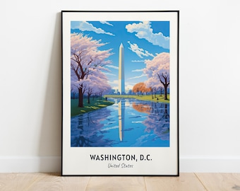 Washington DC Travel Print, Washington D.C. - United States Travel Gift, Printable City Poster, Digital Download, Wedding Gift