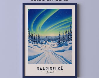 Saariselkä Travel Poster Finland Print Wall Art City Print Cityscape Artwork Travel Wall Decor Digital Download Travel Gift