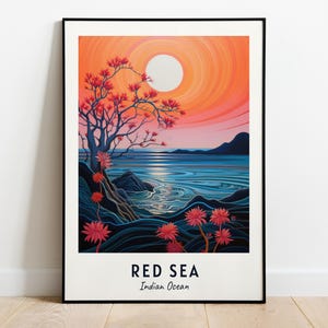 Impresión de pared de viaje al Mar Rojo, Océano Índico, Impresión de ciudad del Mar Rojo, Regalo de viaje al Océano Índico, Mar Rojo, Descarga digital
