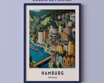 Hamburg Travel Poster Germany Print Wall Art City Print Cityscape Artwork Travel Wall Decor Digital Download Travel Gift