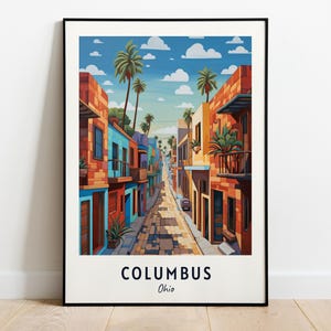 Columbus Travel Print Wall Art, Columbus - Ohio City Print, Columbus Travel Gift, Columbus City Poster, Digital Download, Travel Gift