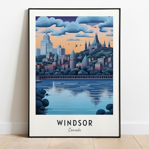 Impresión de pared de viaje a Windsor, impresión de la ciudad de Windsor (Canadá), regalo de viaje a Windsor, póster de la ciudad de Windsor, descarga digital, regalo de viaje