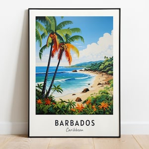 Barbados Travel Print Wall Art, Barbados - Caribbean City Print, Barbados Travel Gift, Barbados City Poster, Digital Download, Travel Gift