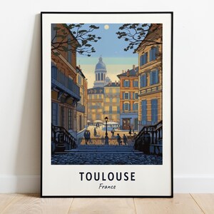Art mural impression voyage Toulouse, impression ville Toulouse - France, cadeau voyage Toulouse, affiche ville Toulouse, téléchargement numérique, cadeau voyage