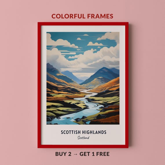 Scottish Highlands Travel Poster Scottish Highlands Scotland Wall Art Scotland Print Cityscape Artwork Travel Wall Decor Digital Download