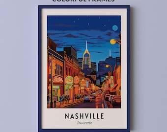 Nashville Travel Poster Tennessee Print Wall Art City Print Cityscape Artwork Travel Wall Decor Digital Download Travel Gift