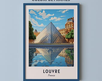 Louvre Travel Poster France Print Wall Art City Print Cityscape Artwork Travel Wall Decor Digital Download Travel Gift