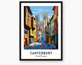 Canterbury Travel Print, Canterbury -Vereinigtes Königreich Reisegeschenk, druckbare Stadt Poster, digitaler Download, Hochzeitsgeschenk, Geburtstagsgeschenk