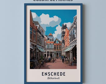 Enschede Travel Poster Netherlands Print Wall Art City Print Cityscape Artwork Travel Wall Decor Digital Download Travel Gift
