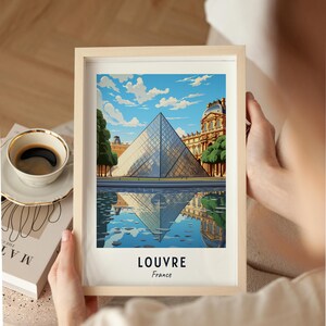 Louvre Travel Poster France Print Wall Art City Print Cityscape Artwork Travel Wall Decor Digital Download Travel Gift image 9