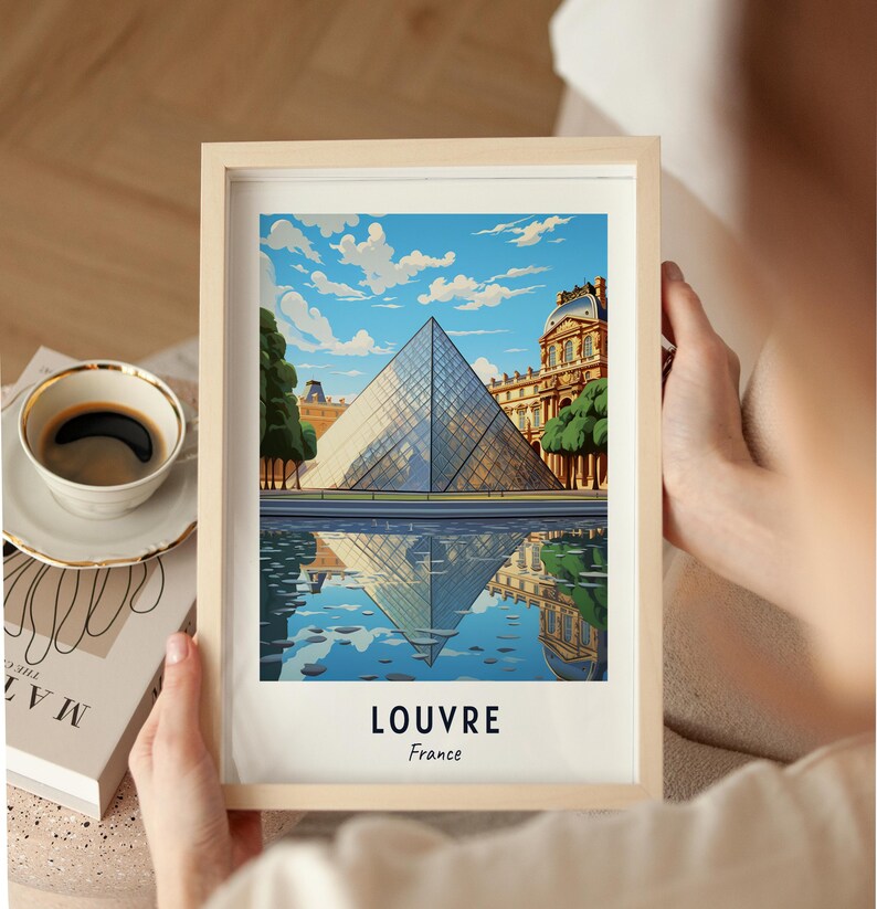 Louvre Travel Poster France Print Wall Art City Print Cityscape Artwork Travel Wall Decor Digital Download Travel Gift image 9