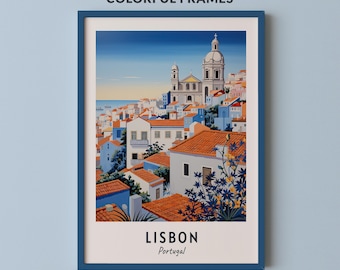 Lisbon Travel Poster Portugal Print Wall Art City Print Cityscape Artwork Travel Wall Decor Digital Download Travel Gift