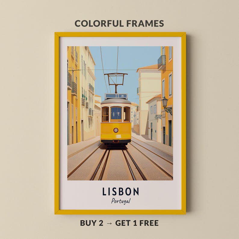 Lisbon Travel Poster Portugal Print Wall Art City Print Cityscape Artwork Travel Wall Decor Digital Download Travel Gift image 1