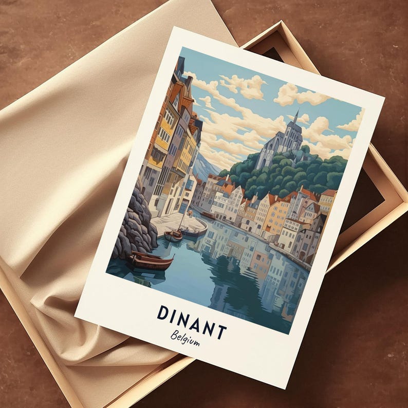 Dinant Travel Poster Citadel of Dinant Wall Art Belgium Print Cityscape ...
