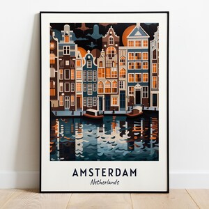 Amsterdam Travel Print Wall Art, Amsterdam - Netherlands City Print, Amsterdam Travel Gift, Amsterdam City Poster, Digital Download