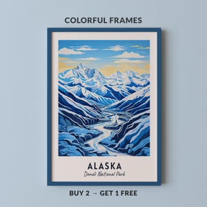 Poster di viaggio in Alaska, Alaska, Denali National Park, arte murale, stampa del Denali National Park, paesaggio urbano, decorazione murale da viaggio, download digitale