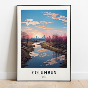 Columbus Travel Print Wall Art, Columbus - Ohio City Print, Columbus Travel Gift, Columbus City Poster, Digital Download, Travel Gift