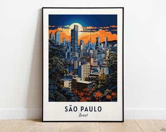 Poemobiles Sao Paulo/フリオ プラサ/ポスター Sao Paulo Brazil Poster Art Print, Vintage Retro South